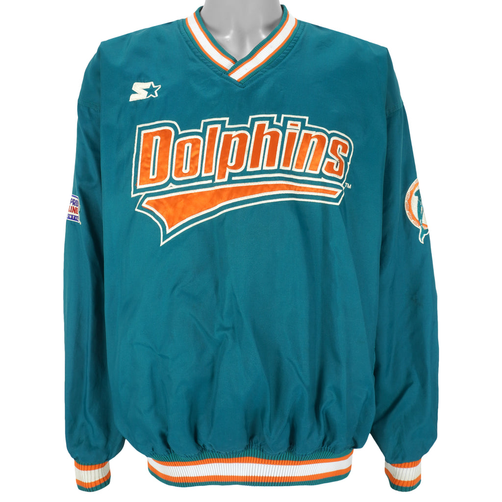Starter - Miami Dolphins Pullover Windbreaker 1990s Large Vintage Retro Football