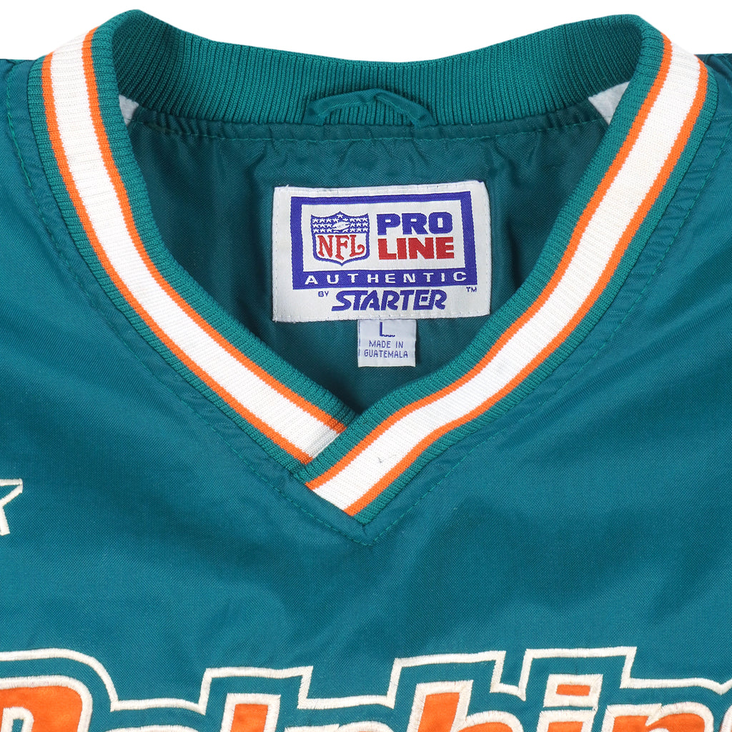 Starter - Miami Dolphins Pullover Windbreaker 1990s Large Vintage Retro Football
