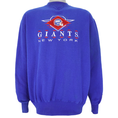 NFL (Logo 7) - New York Giants Embroidered Crew Neck Sweatshirt 1990s Large
