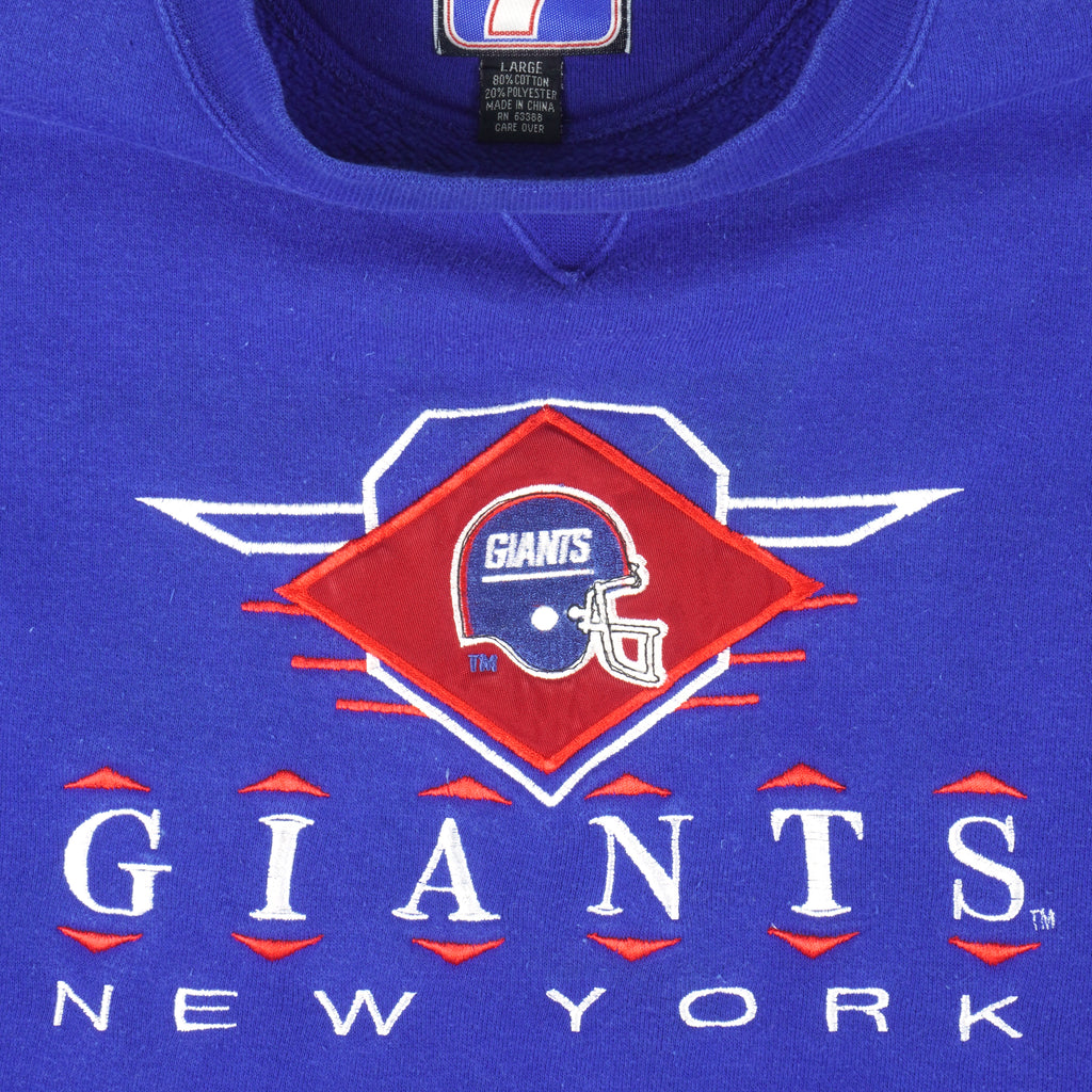 NFL (Logo 7) - New York Giants Embroidered Crew Neck Sweatshirt 1990s Large Vintage Retro Football