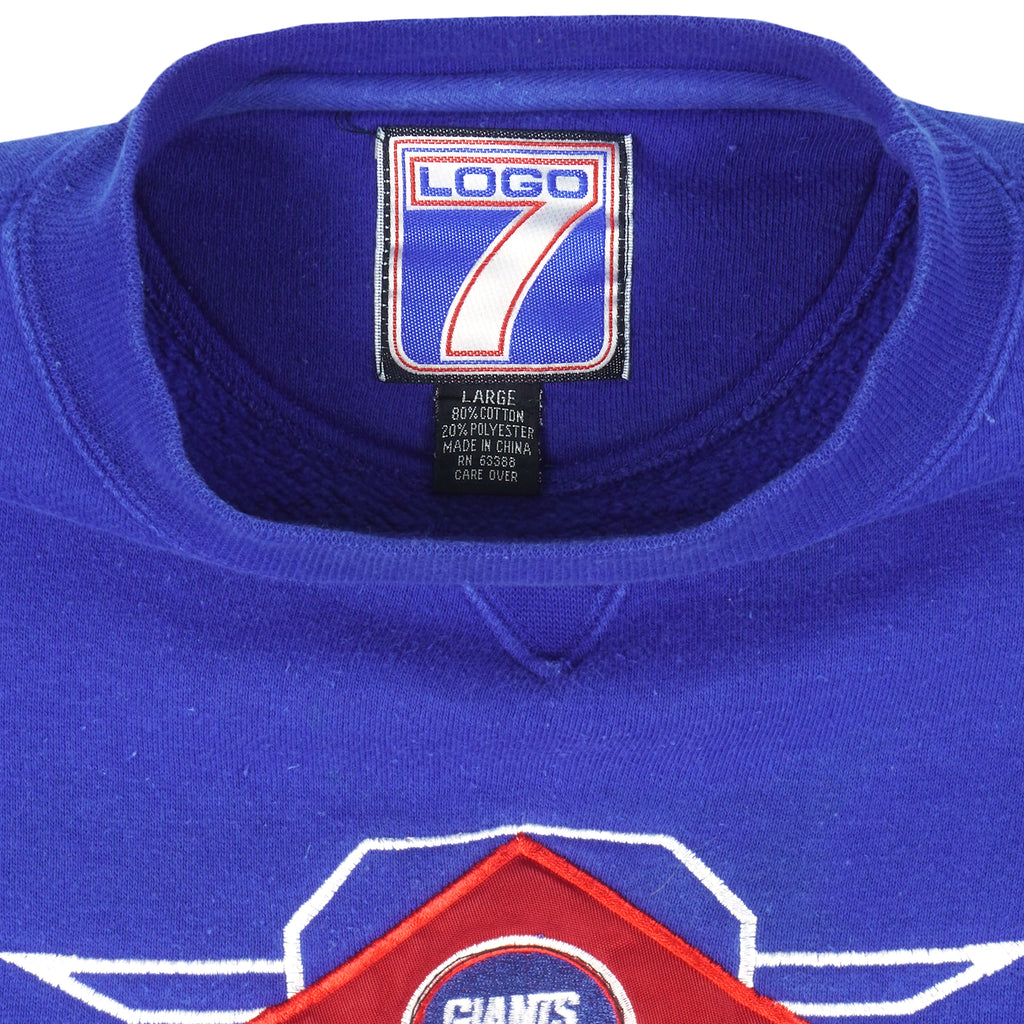 NFL (Logo 7) - New York Giants Embroidered Crew Neck Sweatshirt 1990s Large Vintage Retro Football