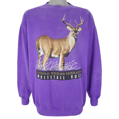 Vintage - Whitetail Buck Animal Print Crew Neck Sweatshirt 1990s X-Large