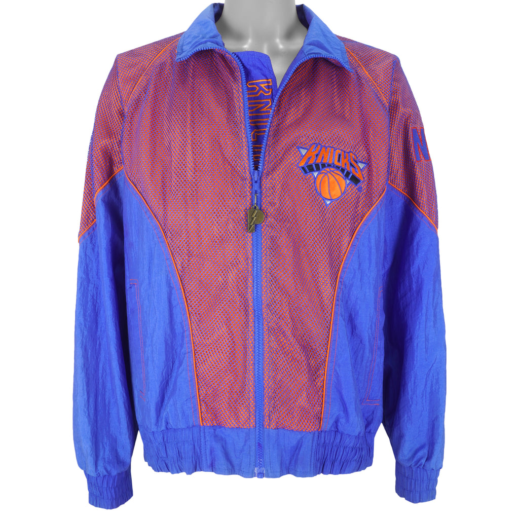 NBA (Pro Player) - New York Knicks Tide Zip-Up Windbreaker 1990s Large Vintage Retro Basketball
