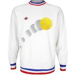 Vintage (FelpaSport) - White Tennis Ball Crew Neck Sweatshirt 1990s Small