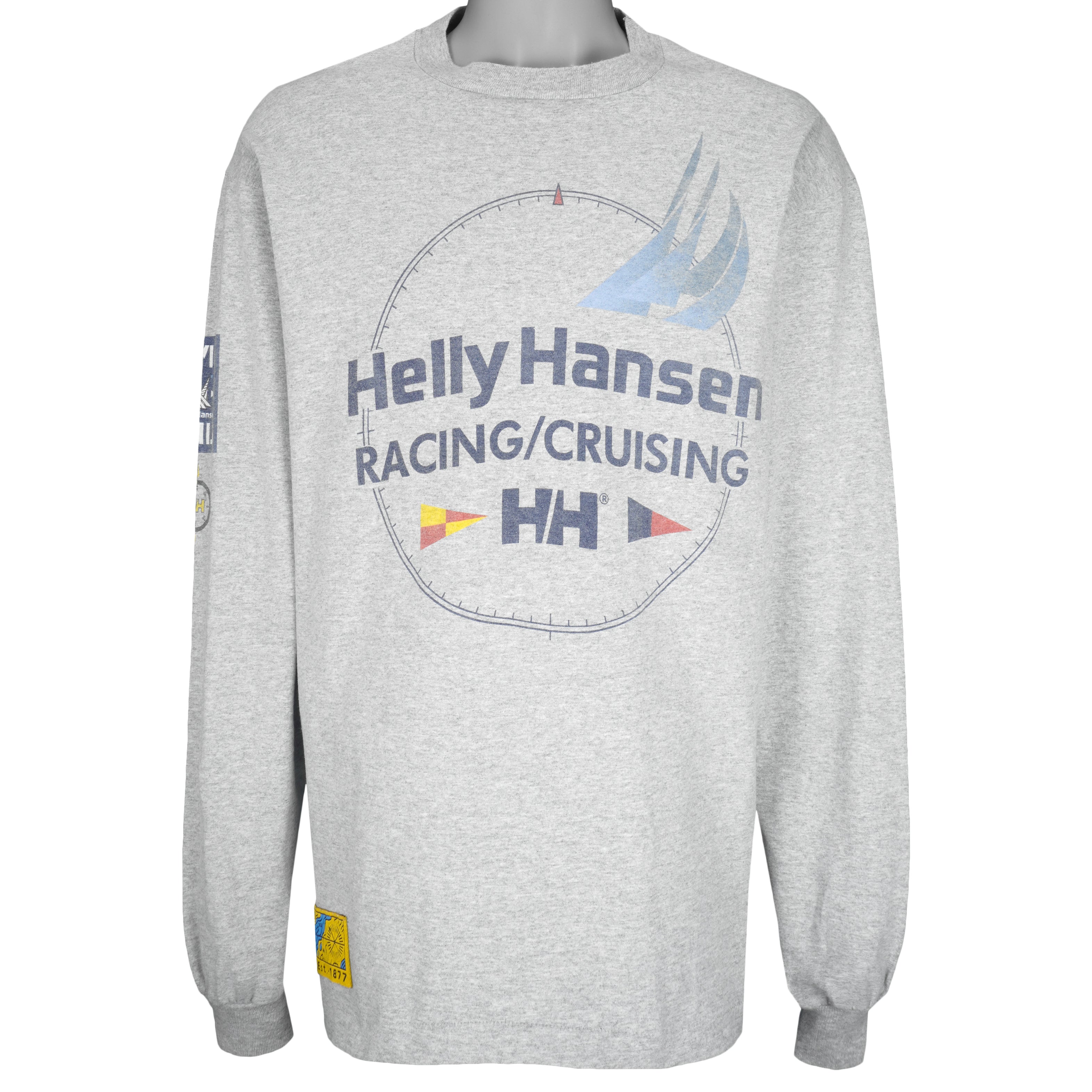 Helly Hansen - Grey Racing Cruising Sweatshirt 1990s X-Large Vintage Retro