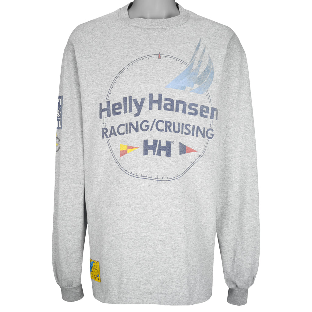 Helly Hansen - Grey Racing Cruising Sweatshirt 1990s X-Large Vintage Retro