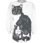 Vintage (Up-Front) - Cat and Kittens Crew Neck Sweatshirt 1990s Large