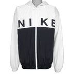 Nike - Black & White Zip-Up Hooded Jacket 1990s X-Large Vintage Retro
