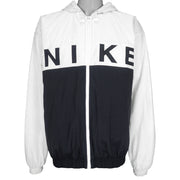Nike - Black & White Zip-Up Hooded Jacket 1990s X-Large Vintage Retro