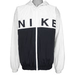 Nike - Black & White Zip-Up Hooded Jacket 1990s X-Large Vintage Retro