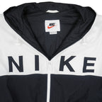 Nike - Black & White Zip-Up Hooded Jacket 1990s X-Large Vintage Retro