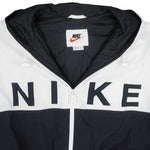 Nike - Black & White Zip-Up Hooded Jacket 1990s X-Large Vintage Retro