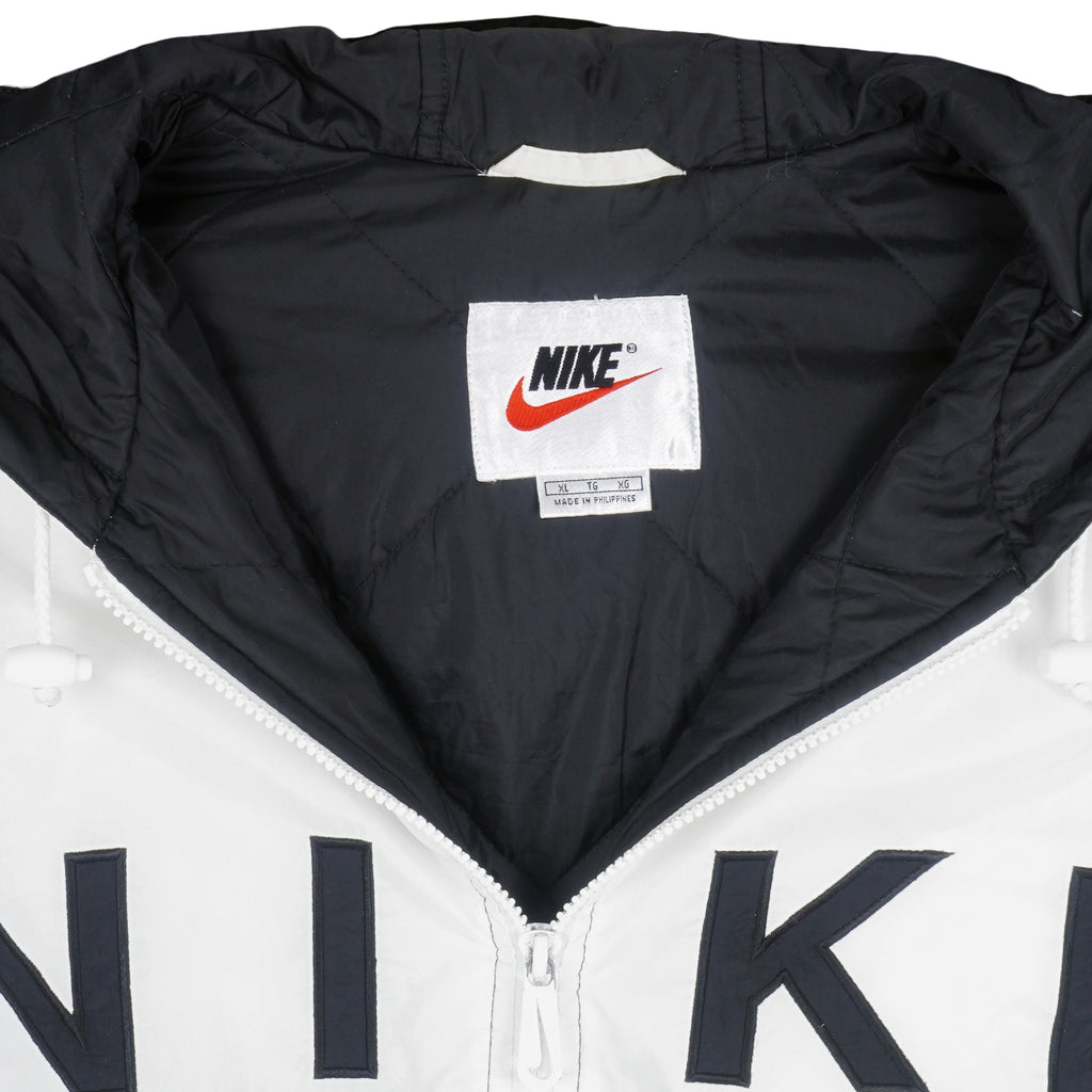 Nike - Black & White Zip-Up Hooded Jacket 1990s X-Large Vintage Retro