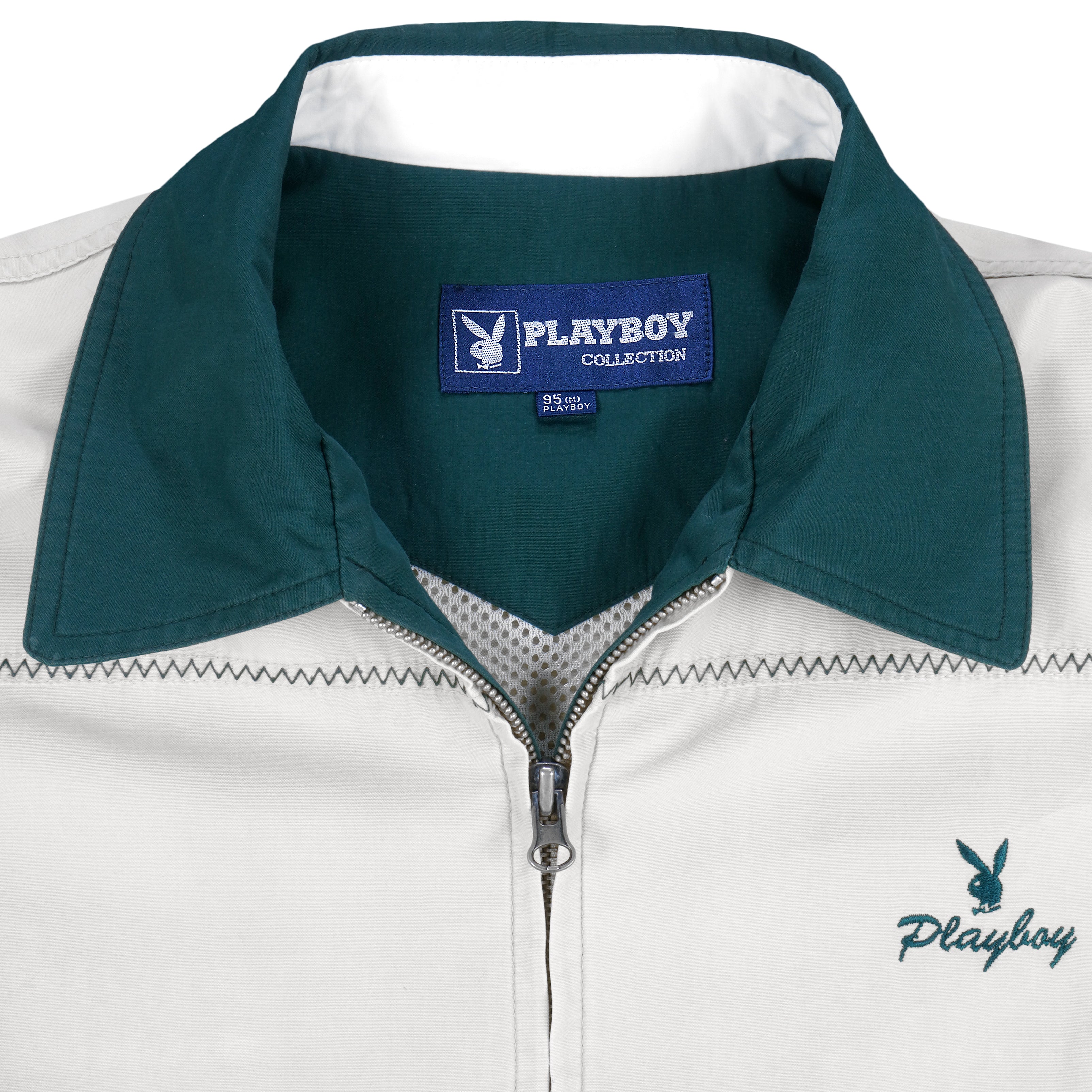 Playboy - Grey Zip-Up Jacket 1990s Medium Vintage Retro
