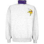 NFL (Majestic) - Minnesota Vikings Big Logo Turtleneck Sweatshirt 1990s Large Vintage Retro