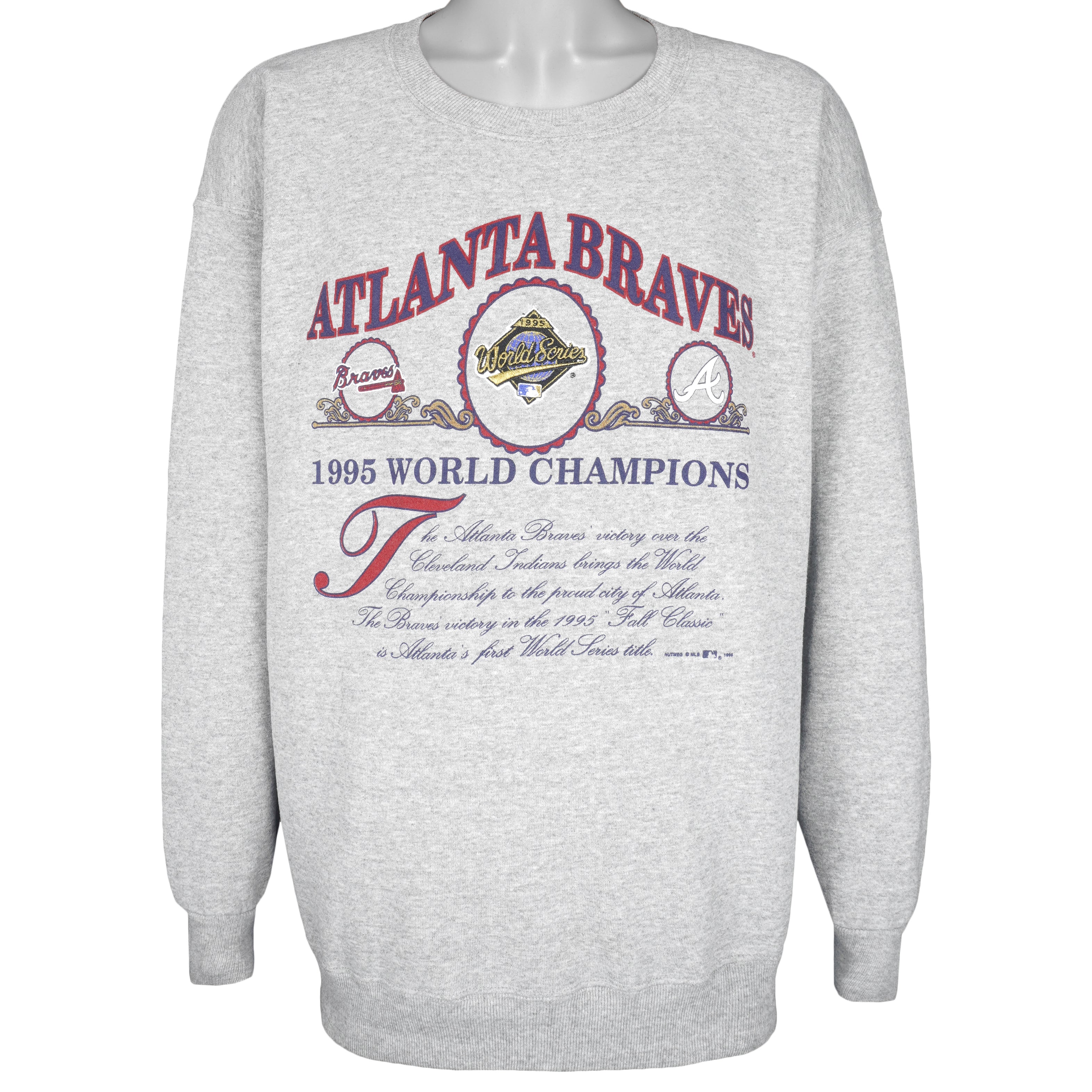 MLB (Lee) - Braves World Champions Crew Neck Sweatshirt 1995 X-Large Vintage Retro Baseball