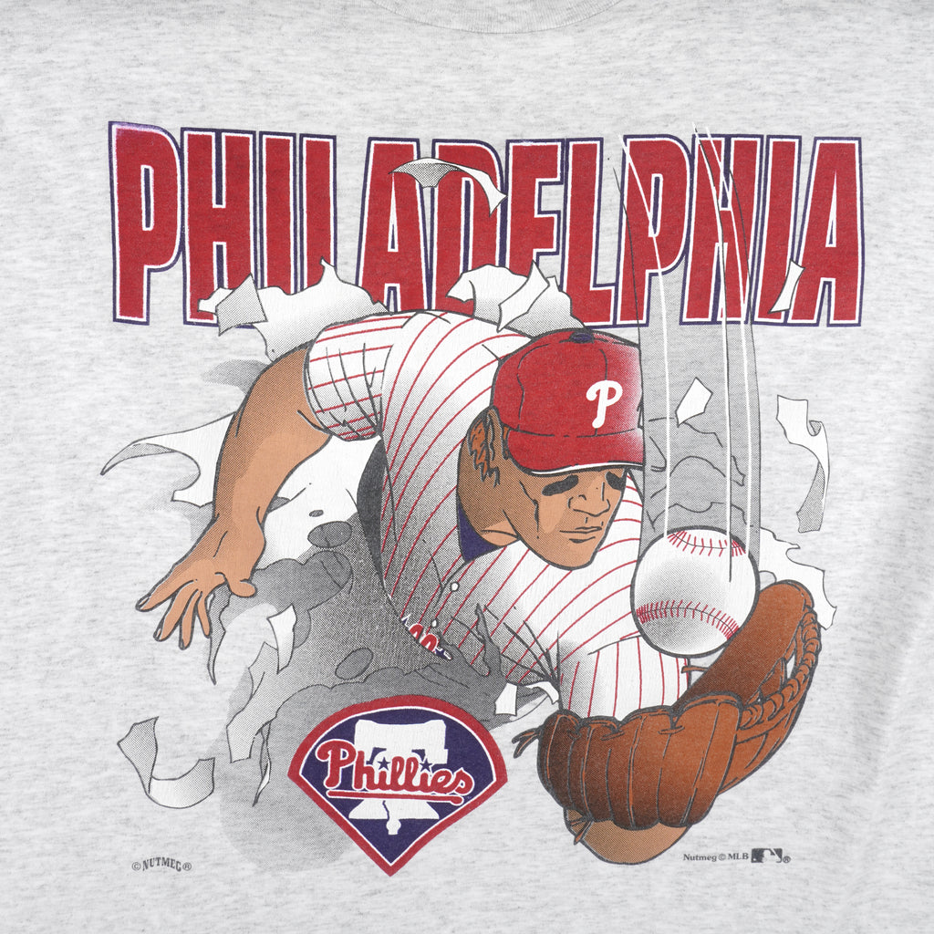 MLB (Nutmeg) - Philadelphia Phillies Breakout T-Shirt 1990s X-Large Vintage Retro Baseball