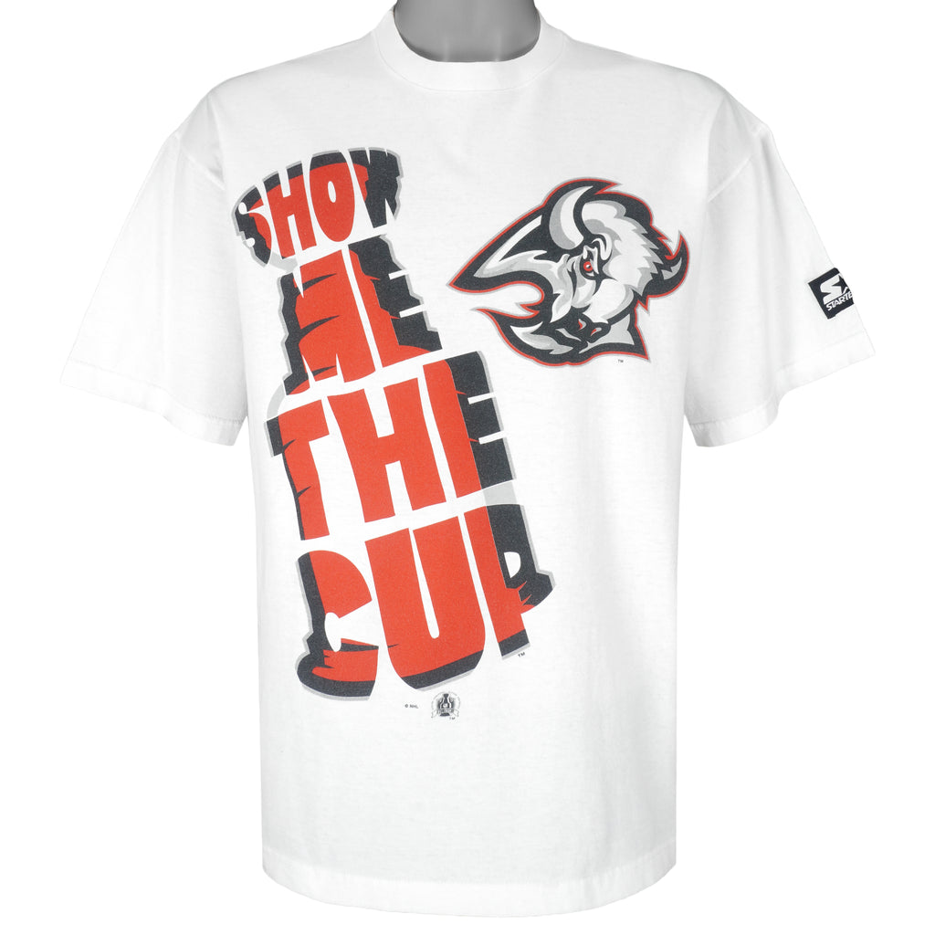Starter - Show Me The Cup, Buffalo Sabres T-Shirt 1991 Large Vintage Retro Hockey