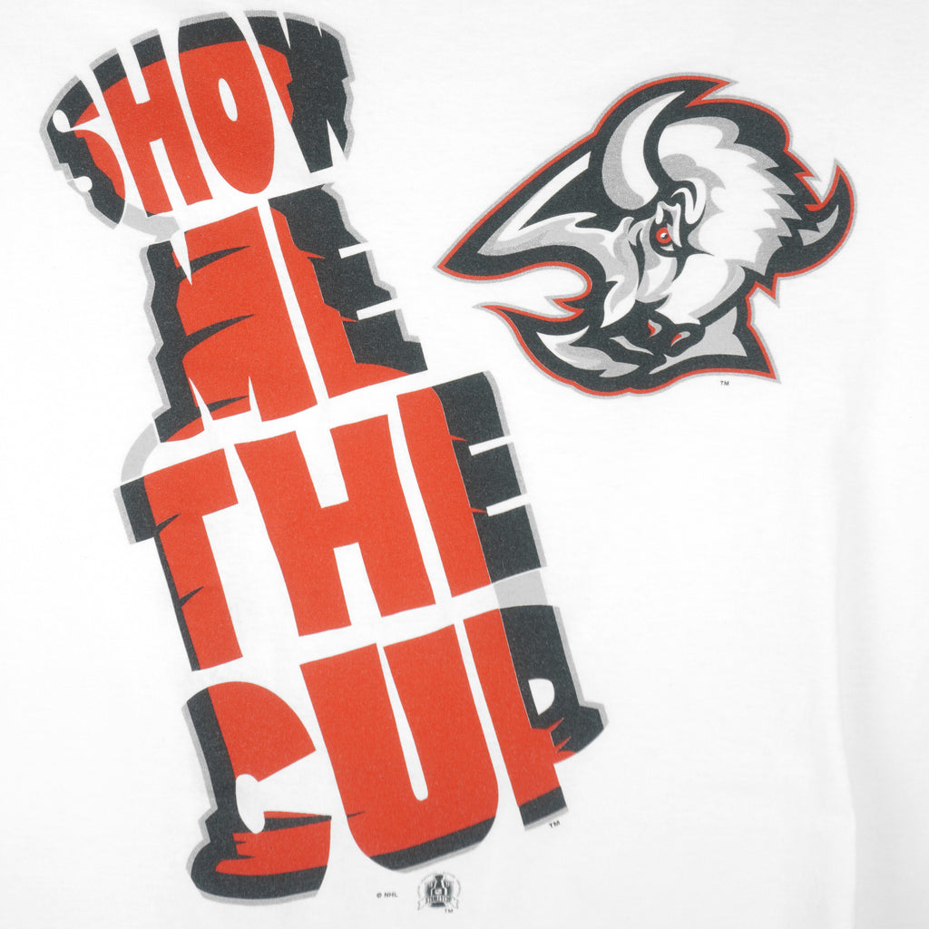 Starter - Show Me The Cup, Buffalo Sabres T-Shirt 1991 Large Vintage Retro Hockey