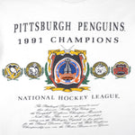 NHL (Nutmeg) - Pittsburgh Penguins Champions T-Shirt 1991 Large Vintage Retro Baseball