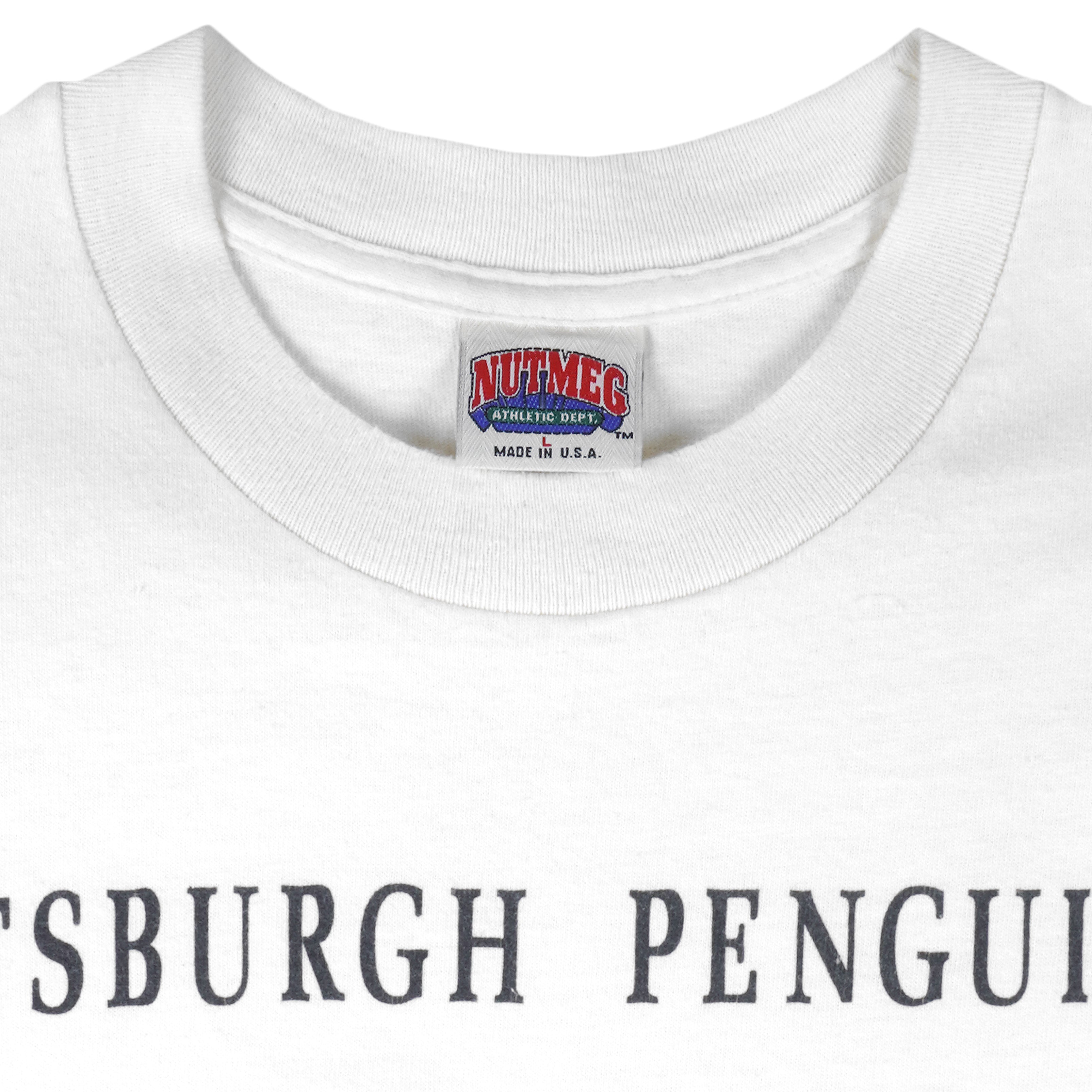 NHL (Nutmeg) - Pittsburgh Penguins Champions T-Shirt 1991 Large Vintage Retro Baseball