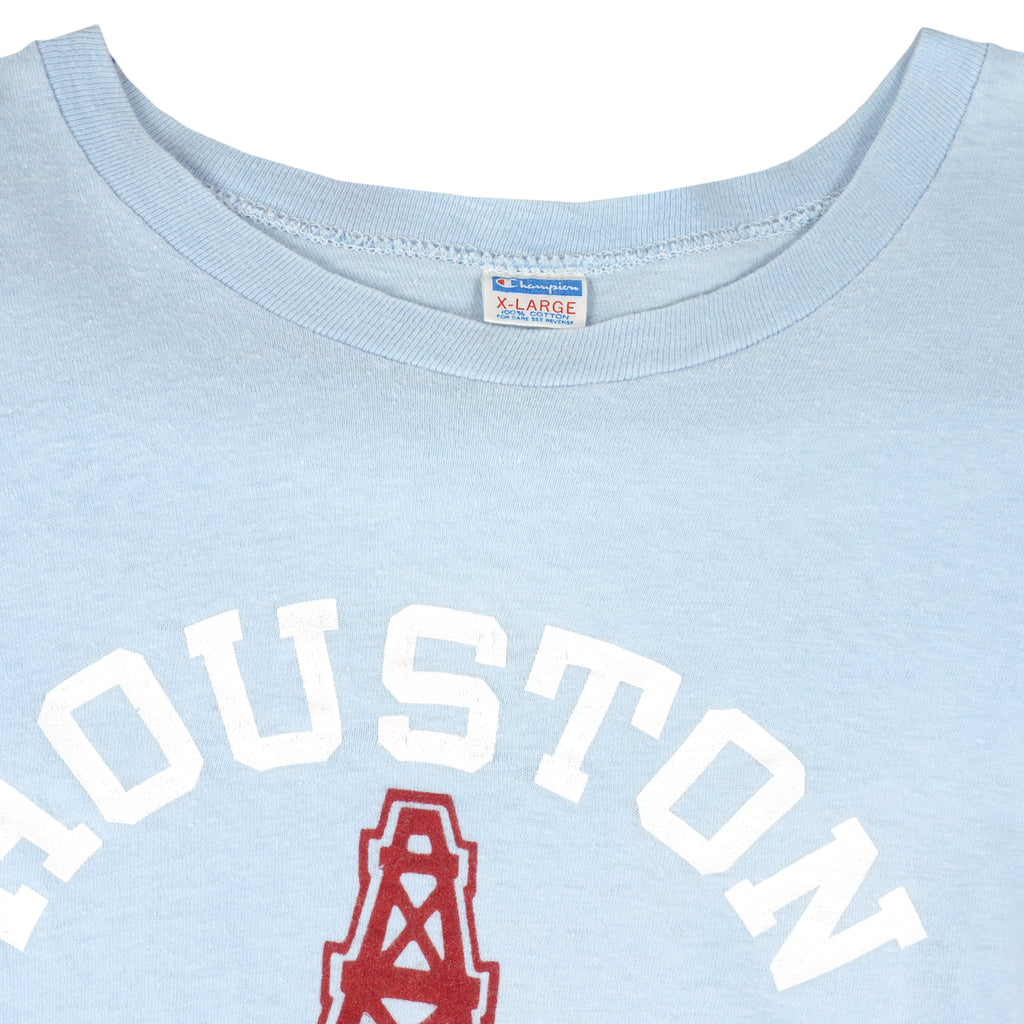 Champion - Blue Houston Oilers T-Shirt 1990s X-Large Vintage Retro Football