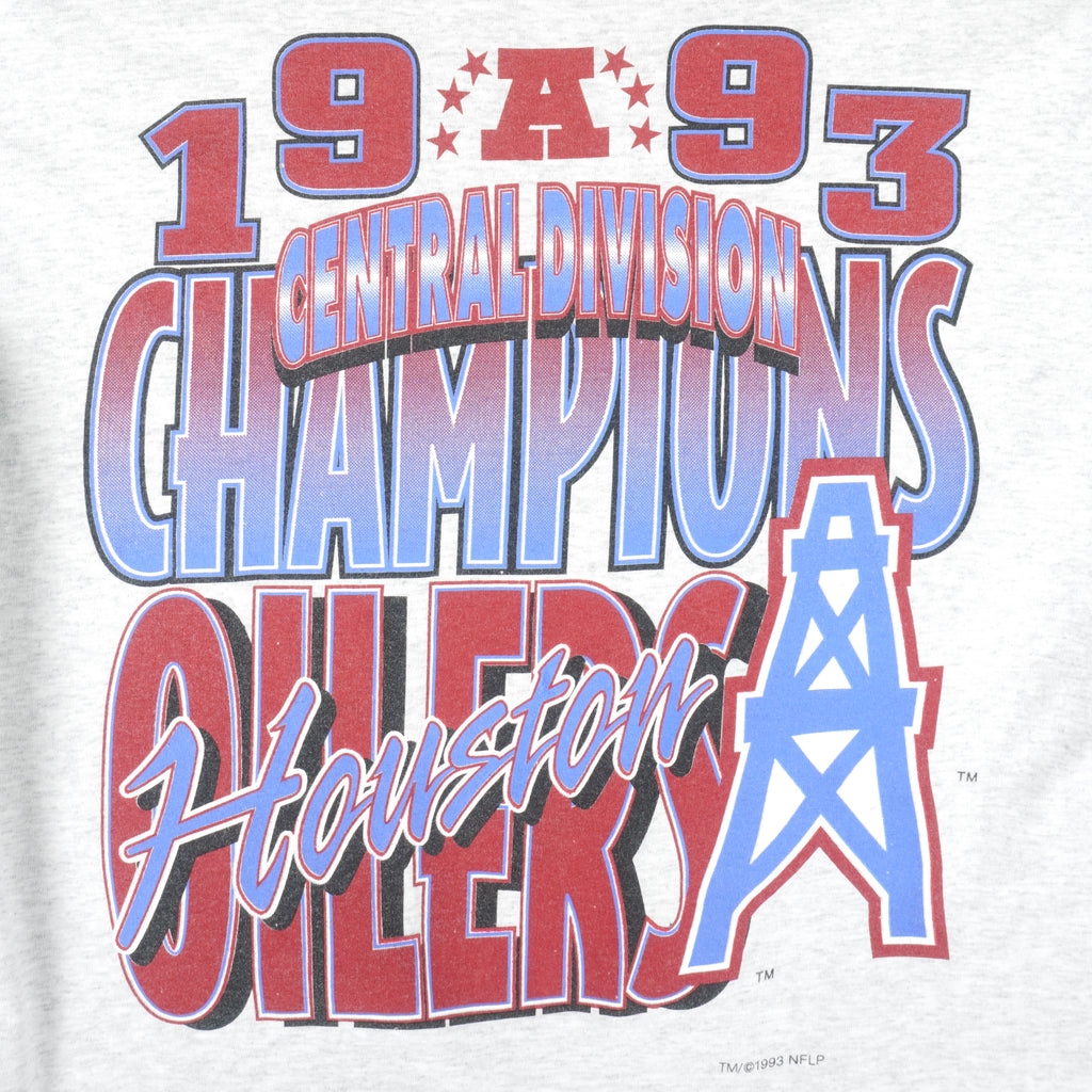 NFL (Fruit Of The Loom) - Houston Oilers, AFC Champions T-Shirt 1993 X-Large Vintage Retro Football