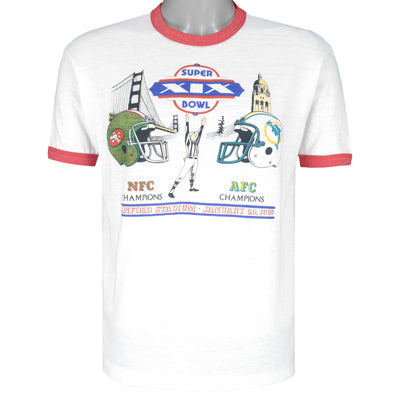 NFL (Hanes) - Super Bowl 19th 49ers VS Dolphins Champions T-Shirt 1985 Medium
