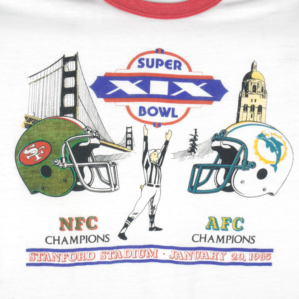 NFL (Hanes) - Super Bowl 19th, NFC VS AFC Champions T-Shirt 1985 Large Vintage Retro Football