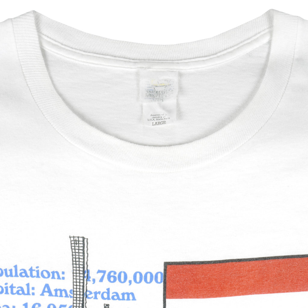 Vintage - White World Cup USA 94, Netherlands T-Shirt 1990s Large Vintage Retro Football