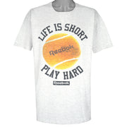 Reebok - Life Is Short Play Hard T-Shirt 1990s X-Large Vintage Retro