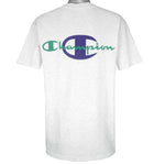 Champion - Grey Classic Logo T-Shirt 1990s X-Large