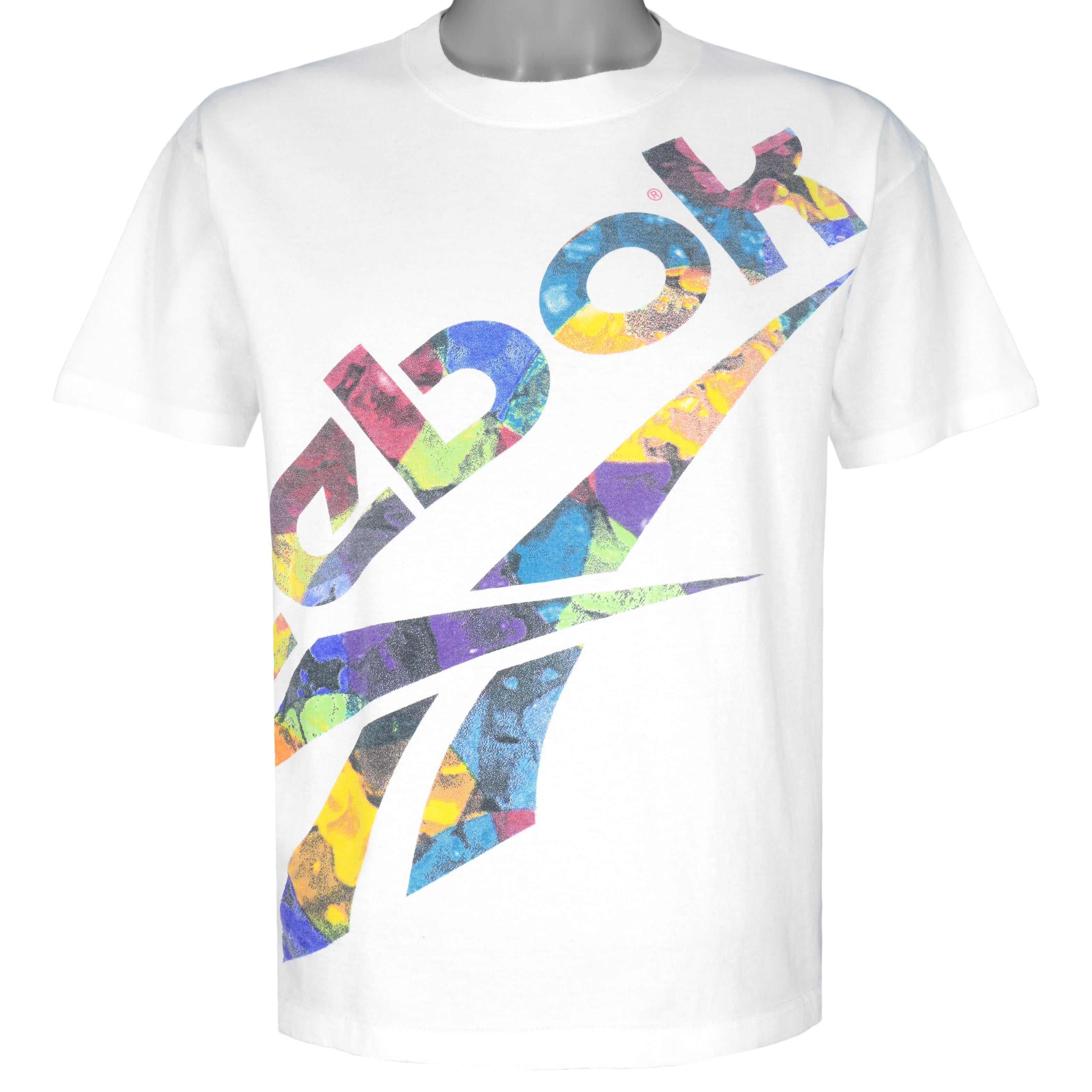 Reebok - White Big Logo T-Shirt 1990s Medium Vintage Retro