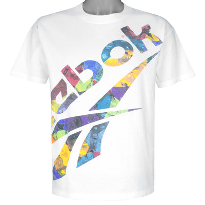 Reebok - White Big Logo T-Shirt 1990s Medium