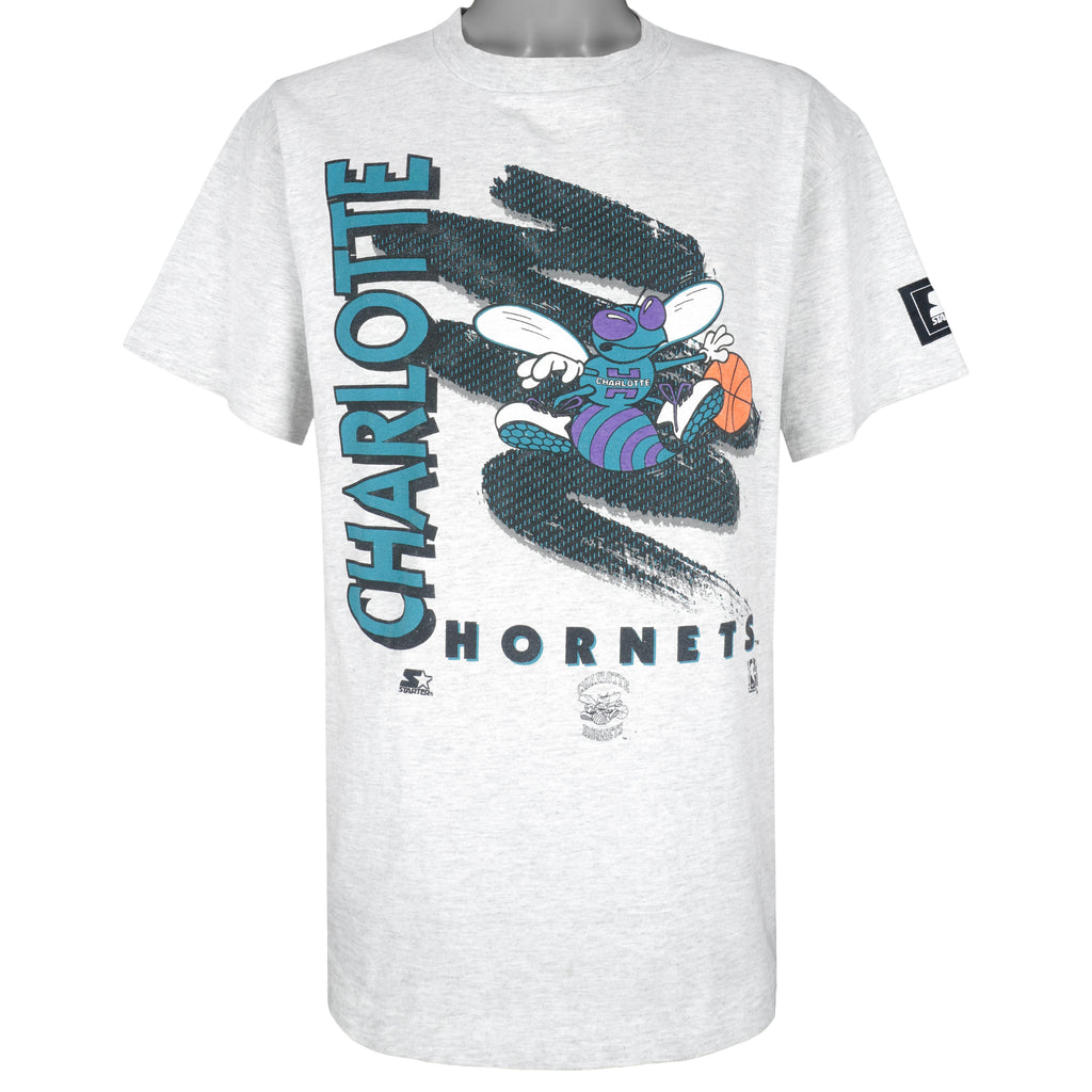 Starter - Charlotte Hornets Big Logo T-Shirt 1990s Large Vintage Retro Basketball