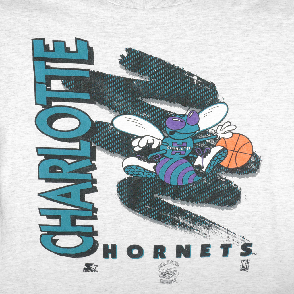 Starter - Charlotte Hornets Big Logo T-Shirt 1990s Large Vintage Retro Basketball
