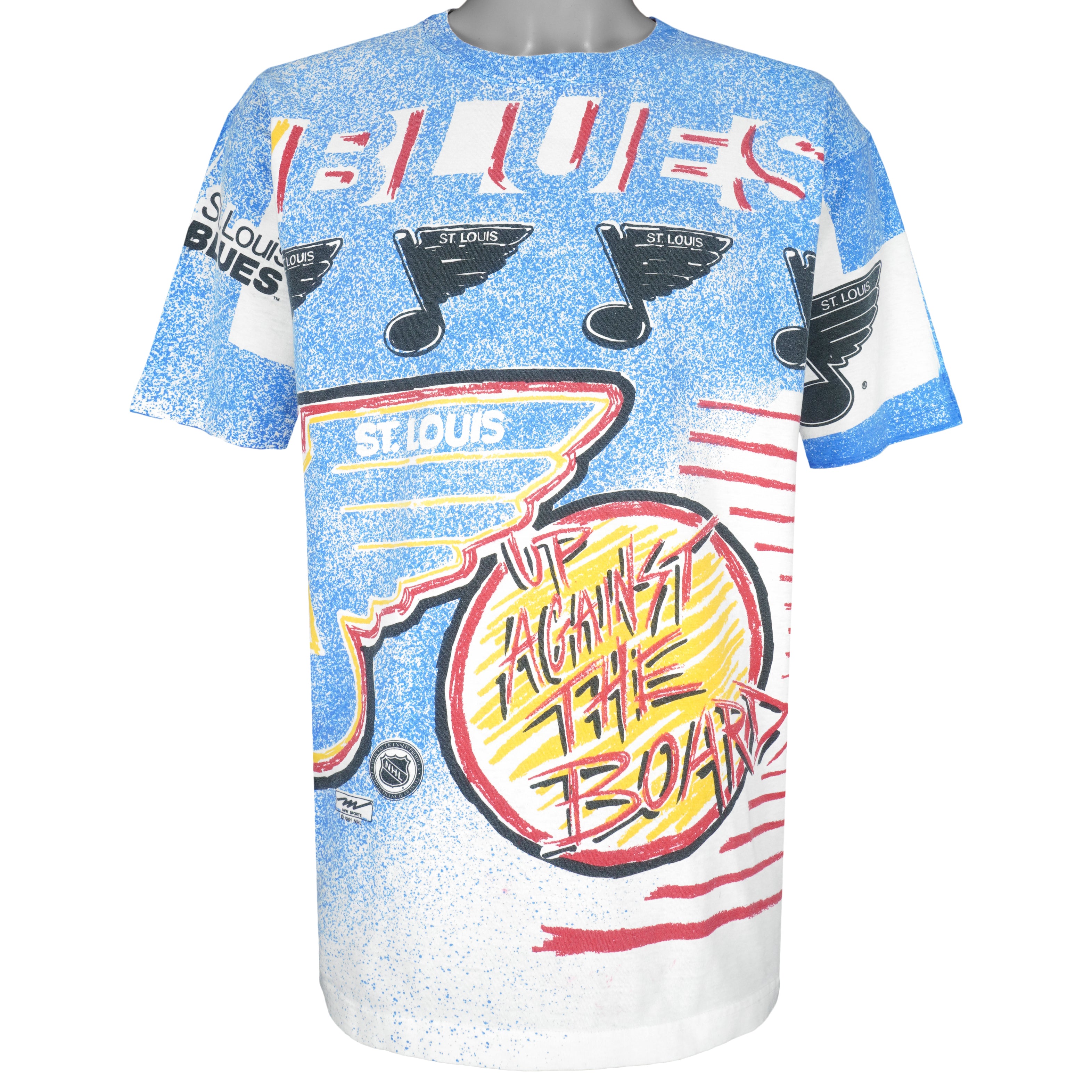 NHL (Magic Johnson Ts) - St. Louis Blues All Over Print T-Shirt 1991 Large Vintage Retro Hockey