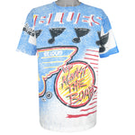 NHL (Magic Johnson Ts) - St. Louis Blues All Over Print T-Shirt 1991 Large Vintage Retro Hockey