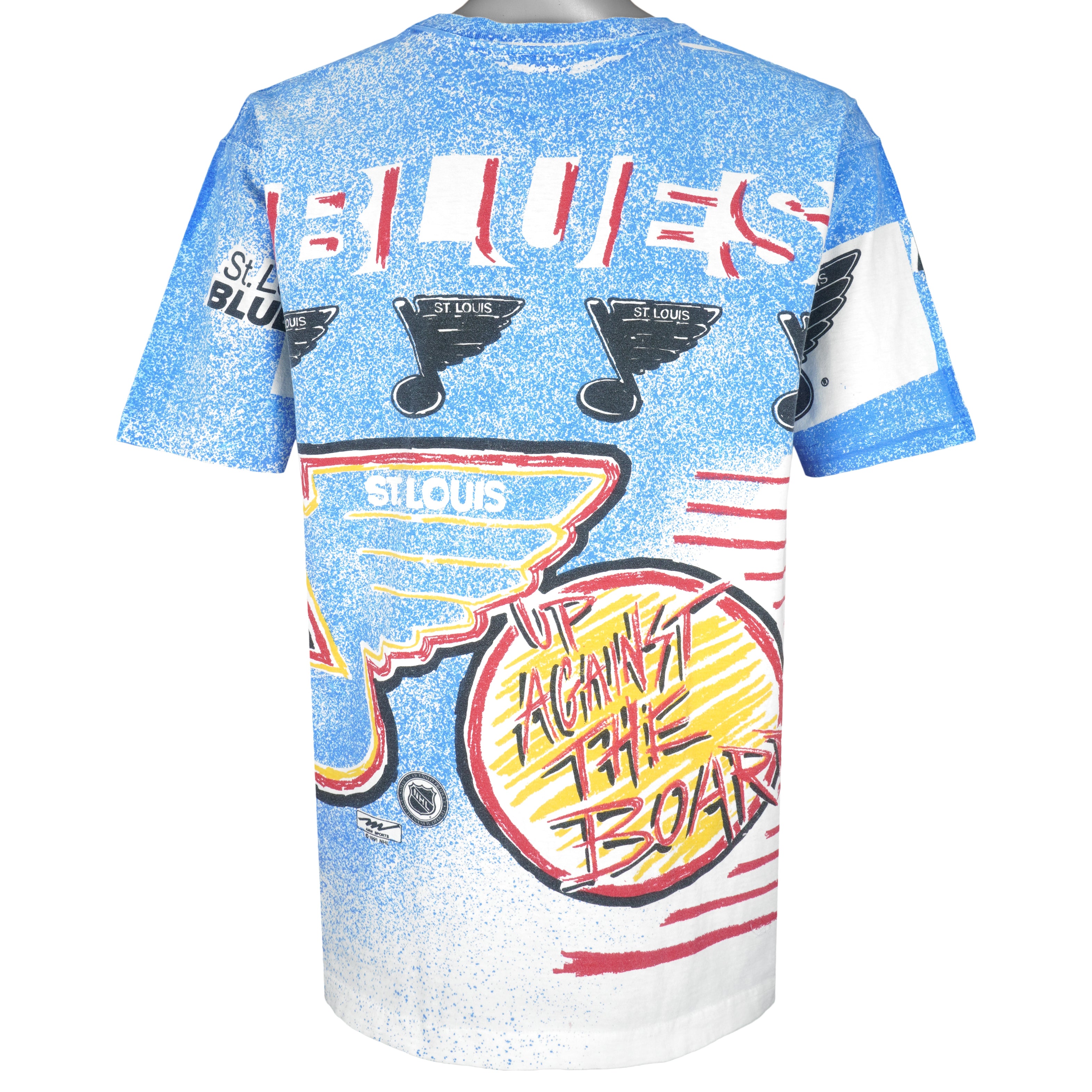 NHL (Magic Johnson Ts) - St. Louis Blues All Over Print T-Shirt 1991 Large Vintage Retro Hockey