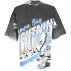 NHL (Magic Johnson Ts) - Tampa Bay Lightning All Over Print T-Shirt 1990s X-Large Vintage Retro Hockey