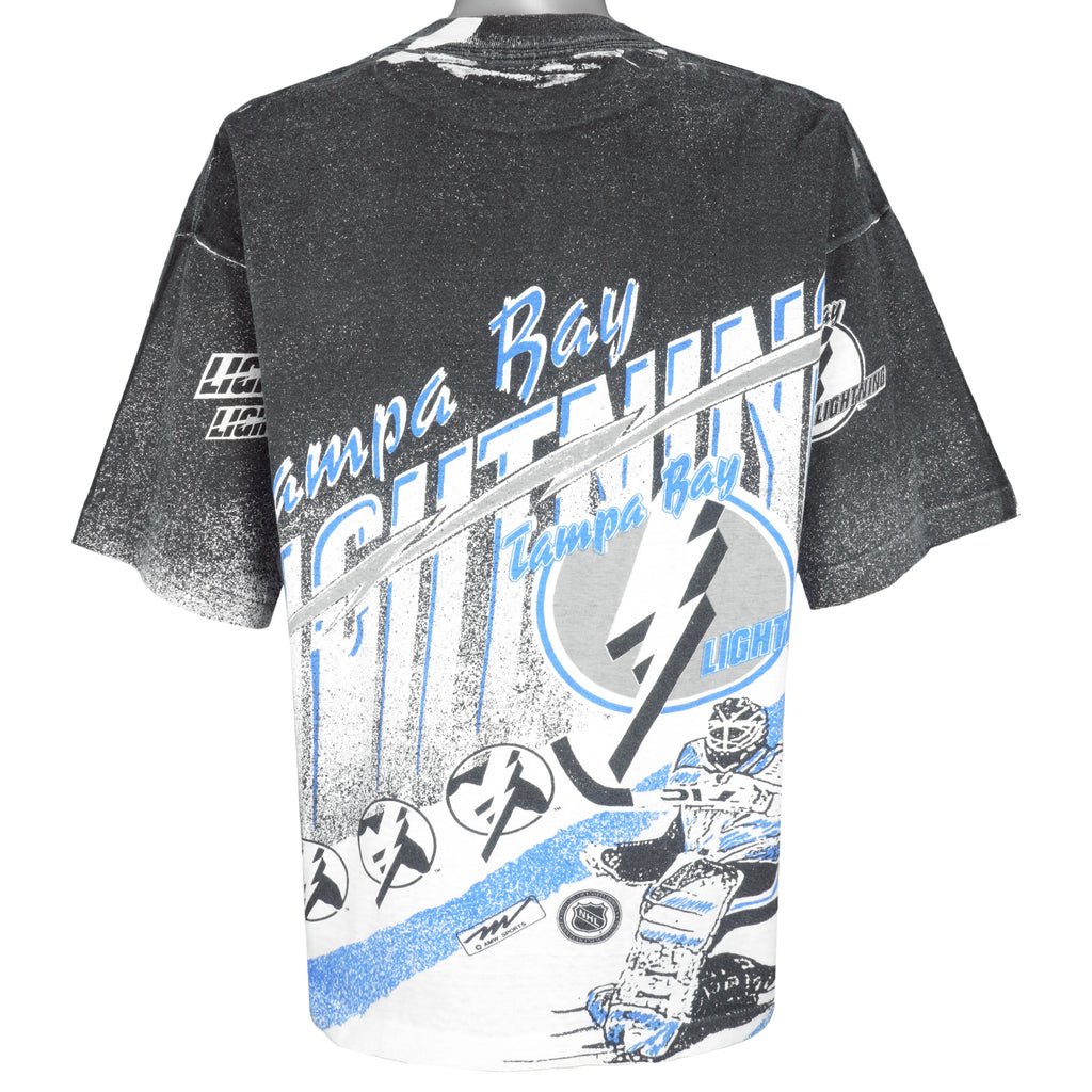NHL (Magic Johnson Ts) - Tampa Bay Lightning All Over Print T-Shirt 1990s X-Large Vintage Retro Hockey