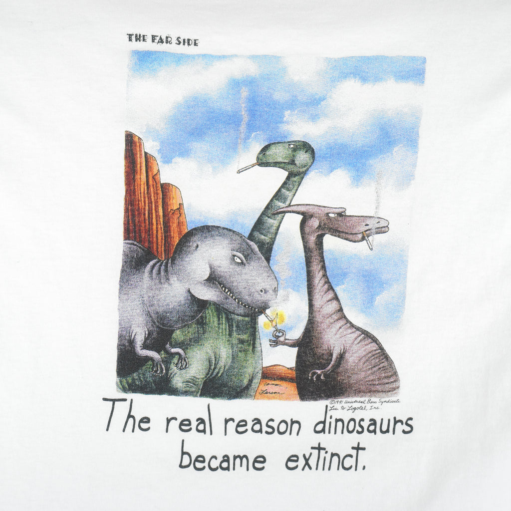 Vintage - The Real Reason Dinosaurs Became Extinct T-Shirt 1991 X-Large Vintage Retro