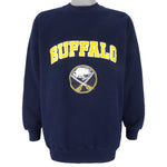 NHL - Blue Buffalo Sabres Crew Neck Sweatshirt 1990s X-Large Vintage Retro Hockey