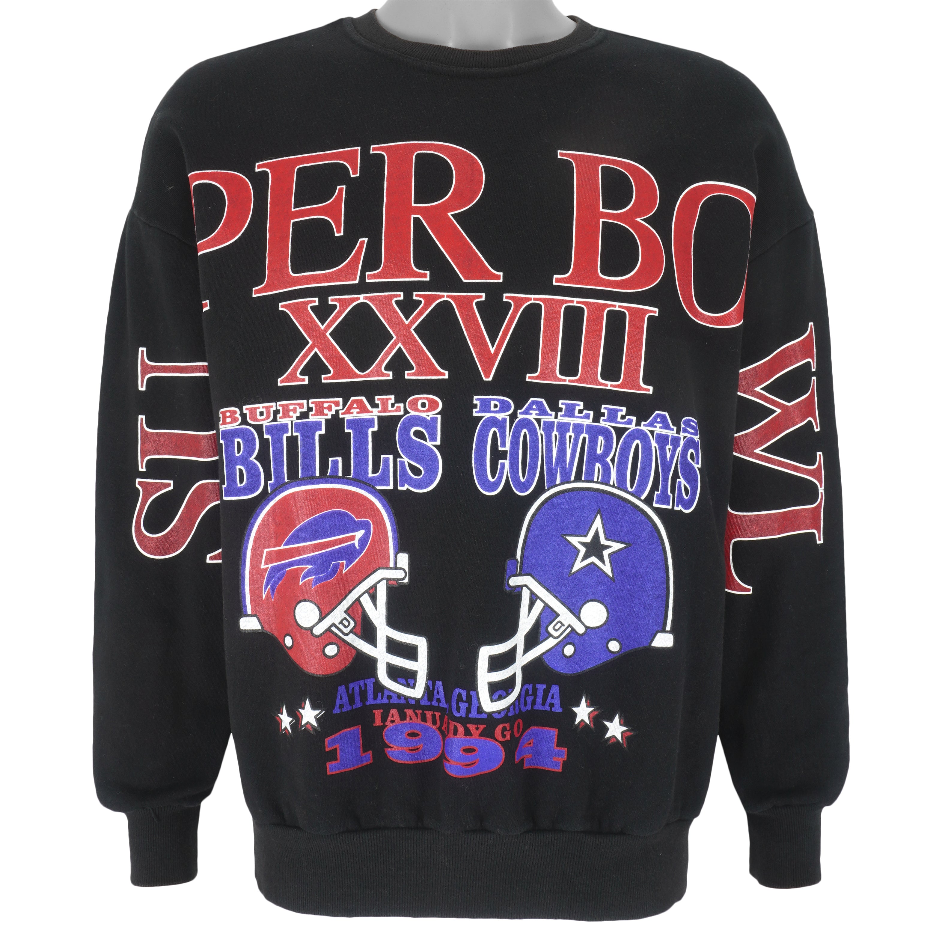 NFL - Super Bowl 28th Atlanta, Georgia Crew Neck Sweatshirt 1994 Large Vintage Retro Football