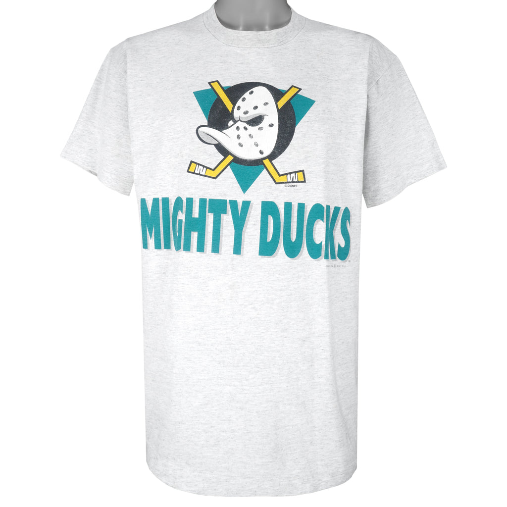 NHL - Grey Mighty Ducks of Anaheim T-Shirt 1993 Large Vintage Retro Hockey
