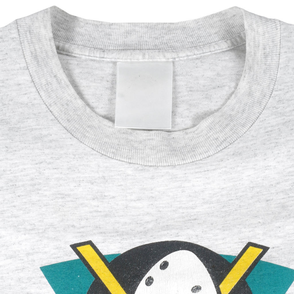 NHL - Grey Mighty Ducks of Anaheim T-Shirt 1993 Large Vintage Retro Hockey