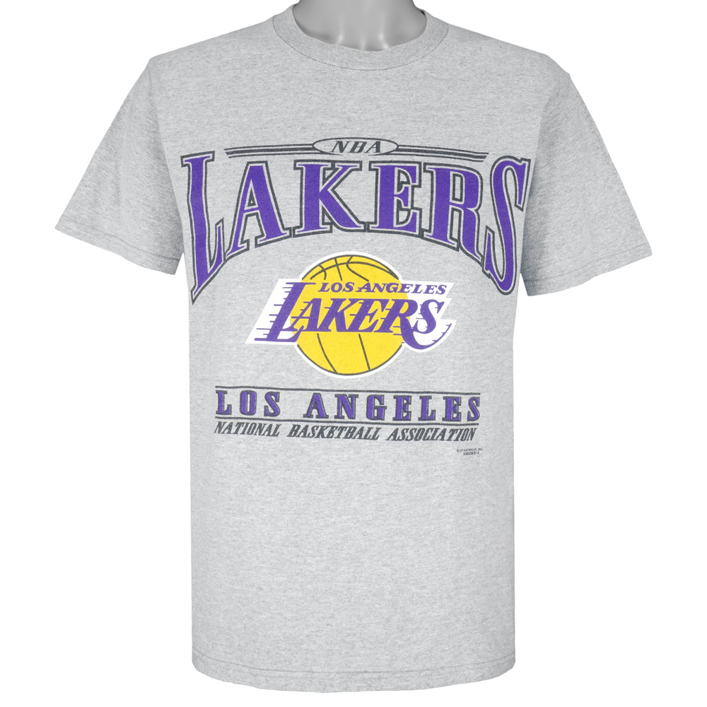 NBA (Lee)- Los Angeles Lakers Big Logo T-Shirt 1990s Medium Vintage Retro Basketball