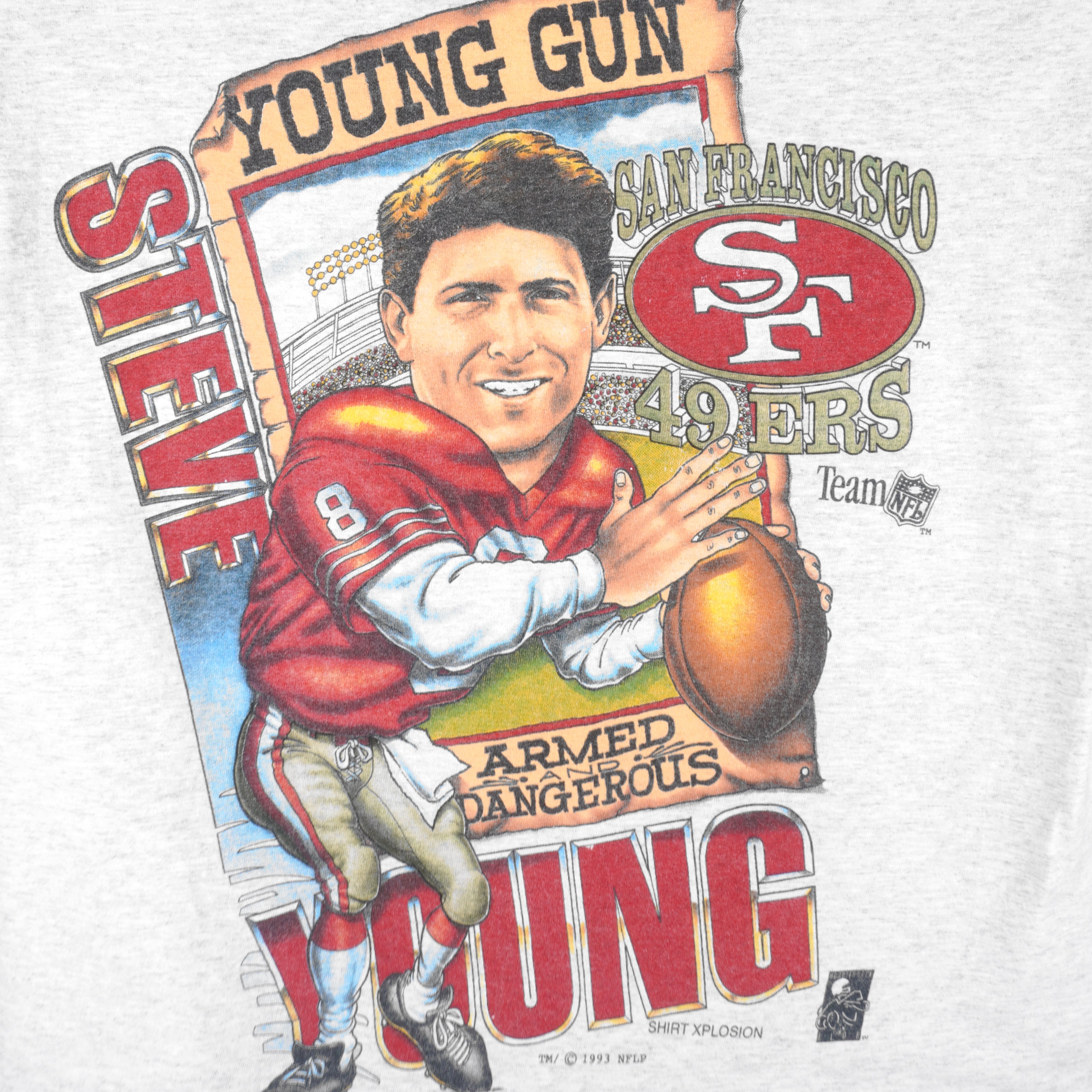 NFL (Hanes) - San Francisco 49ers / Steve Young T-Shirt 1993 Medium Vintage Retro Football