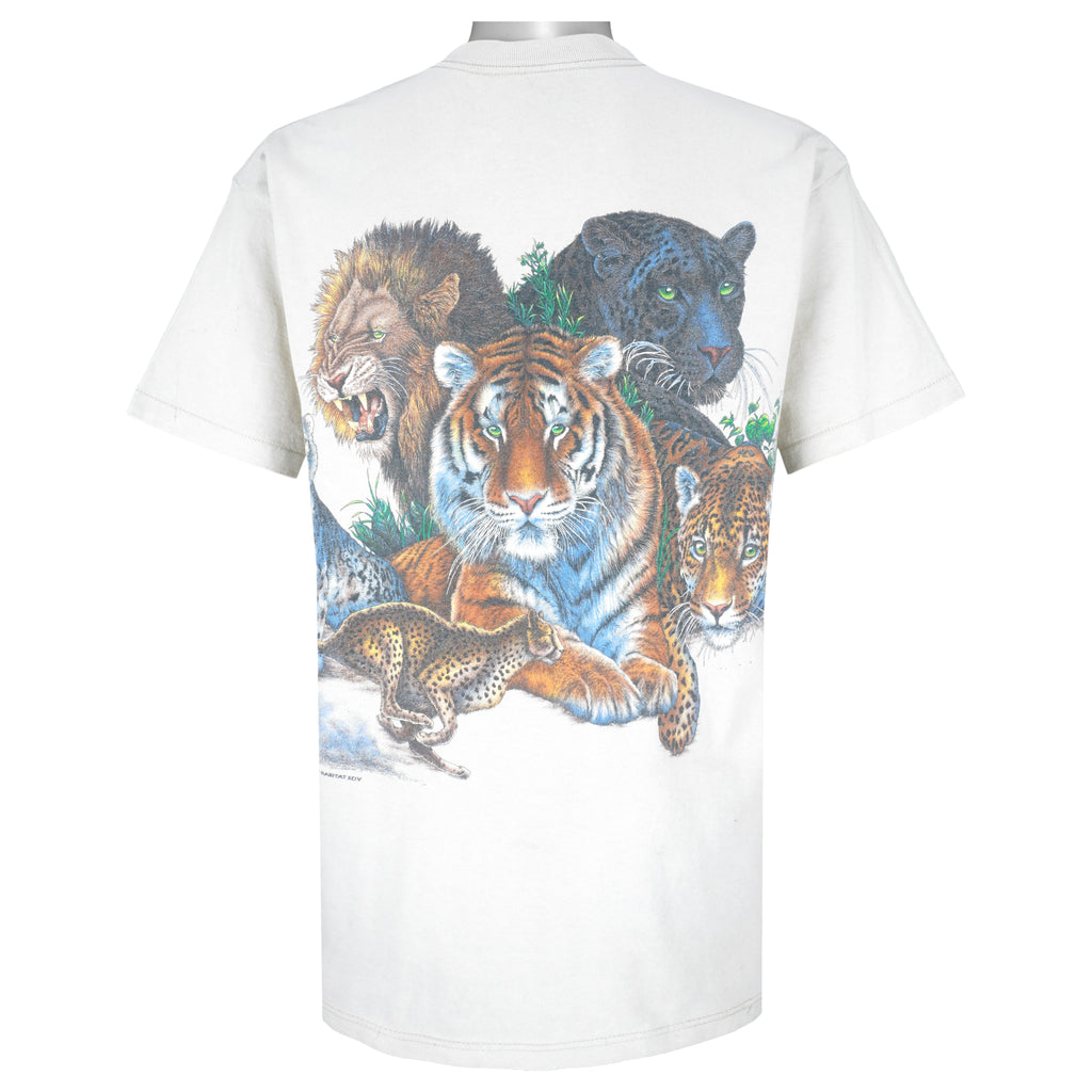 Vintage (Habitat) - Wildlife, Cats and The World T-Shirt 1990s Large Vintage Retro