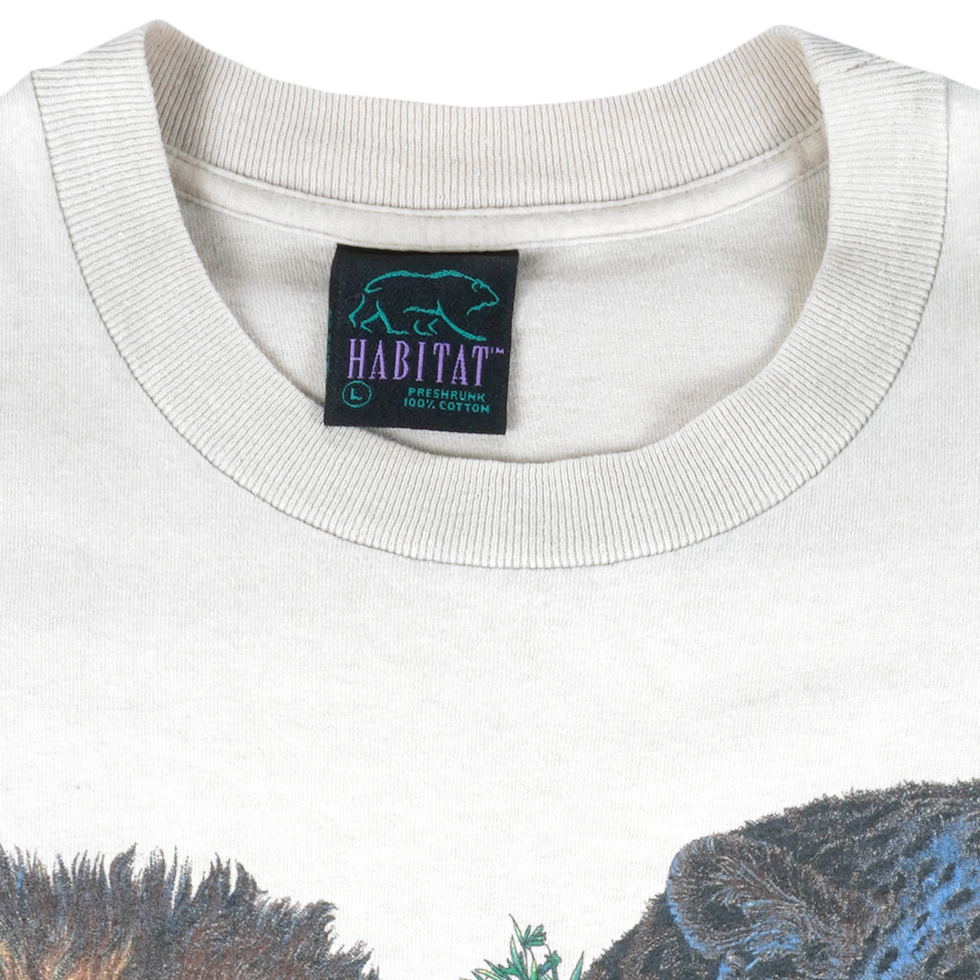 Vintage (Habitat) - Wildlife, Cats and The World T-Shirt 1990s Large Vintage Retro